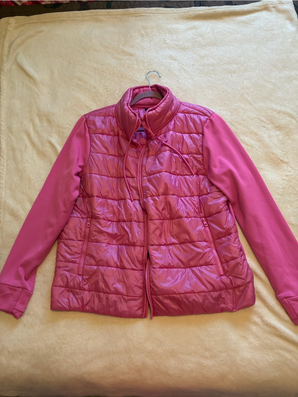 Avia Pink Quilted Hybrid Puffer Jacket